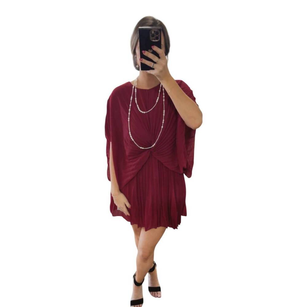 NEW MILIO MILANO pleated mini dress in wine